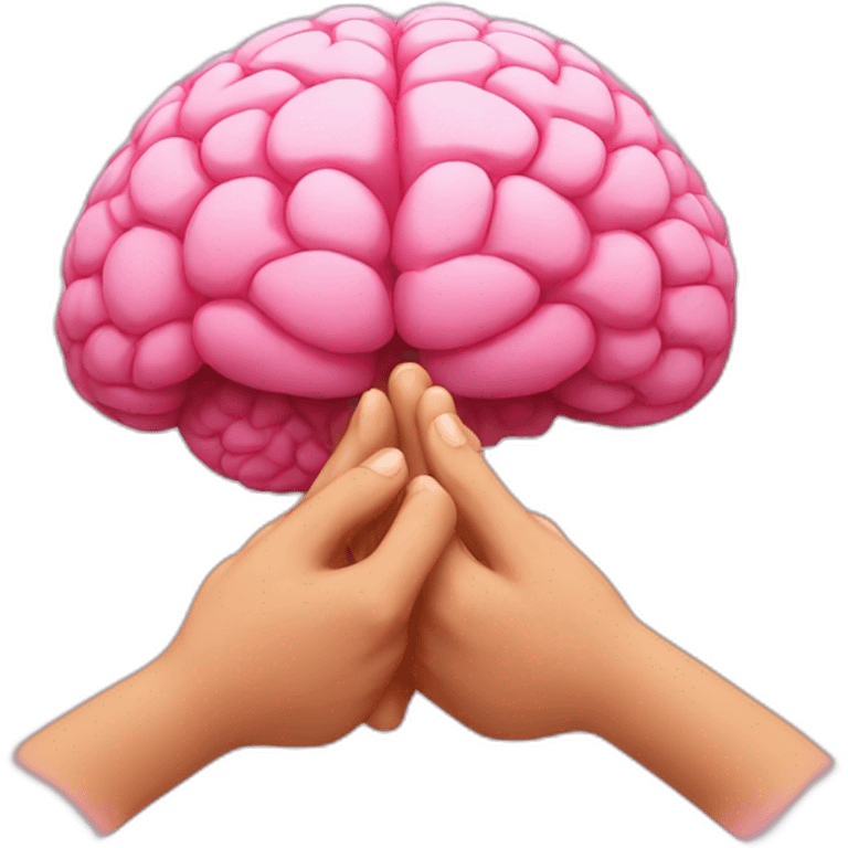 Pink Brain with praying hands emoji