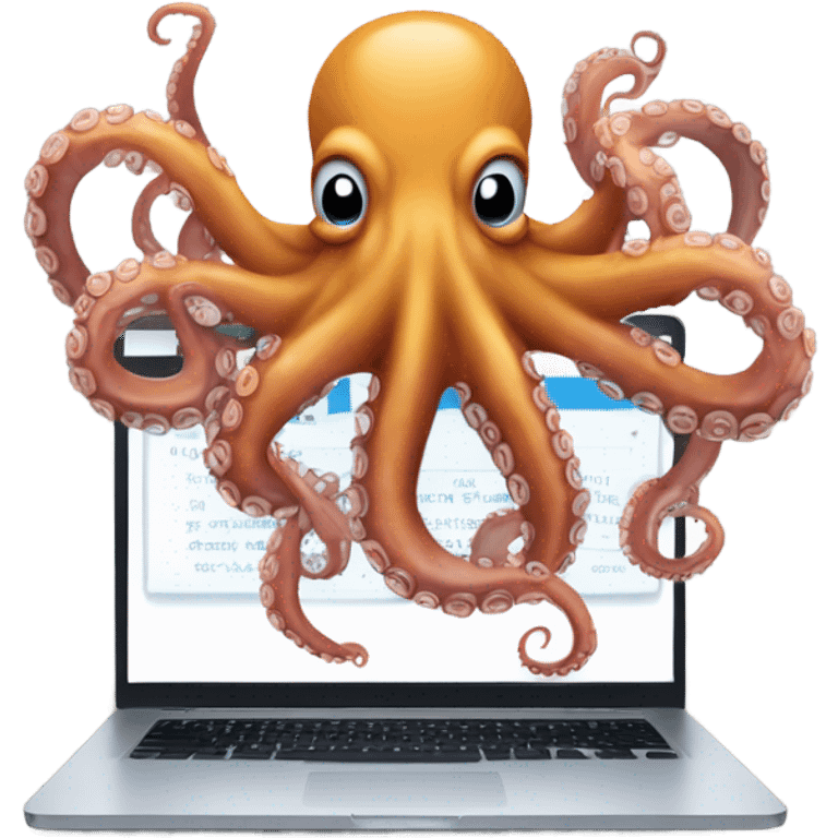 octopus typing on laptop emoji