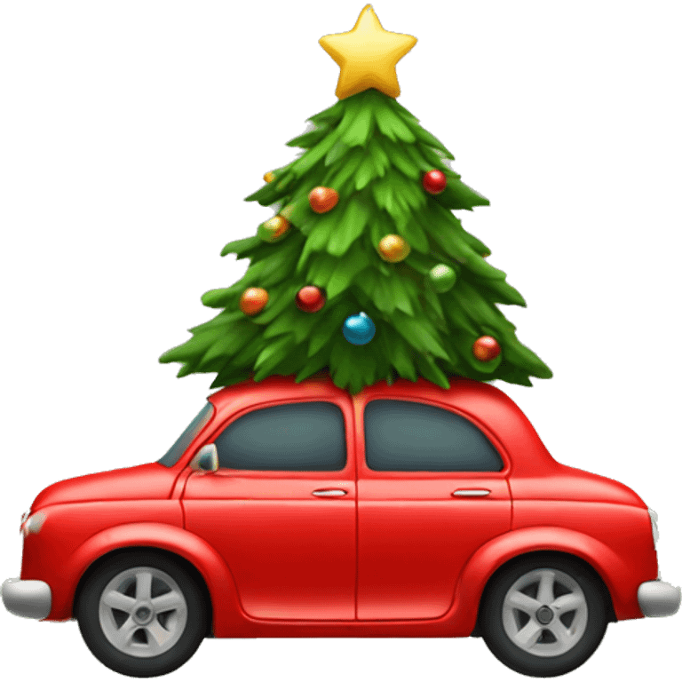 Christmas red Car with Christmas Tree  emoji