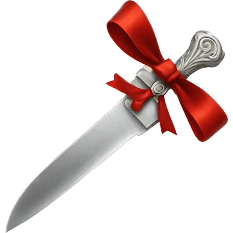 Silver antique knife with little red bow emoji