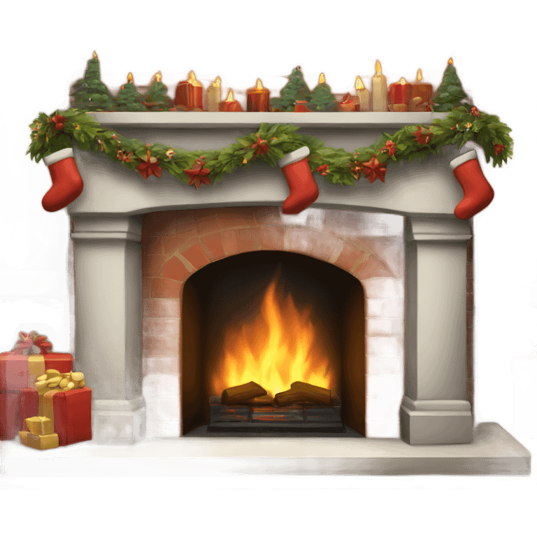 Realistic Christmas fireplace emoji