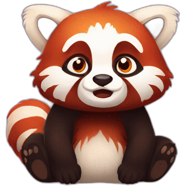 Fluffy red panda scared afraid emoji