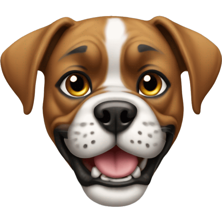 Boxer dog with a smile emoji