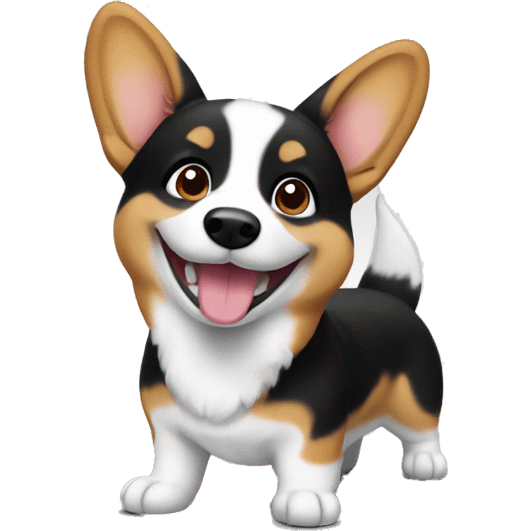 happy corgi black emoji