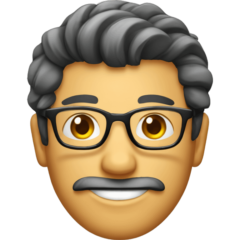 Hombre de cabello corto peinado hacia el lado izquierdo, con gafas un poco sonriente  emoji