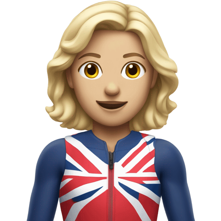 A blonde girl with wide shoulders wearing a Great Britain rowing swimming suit emoji