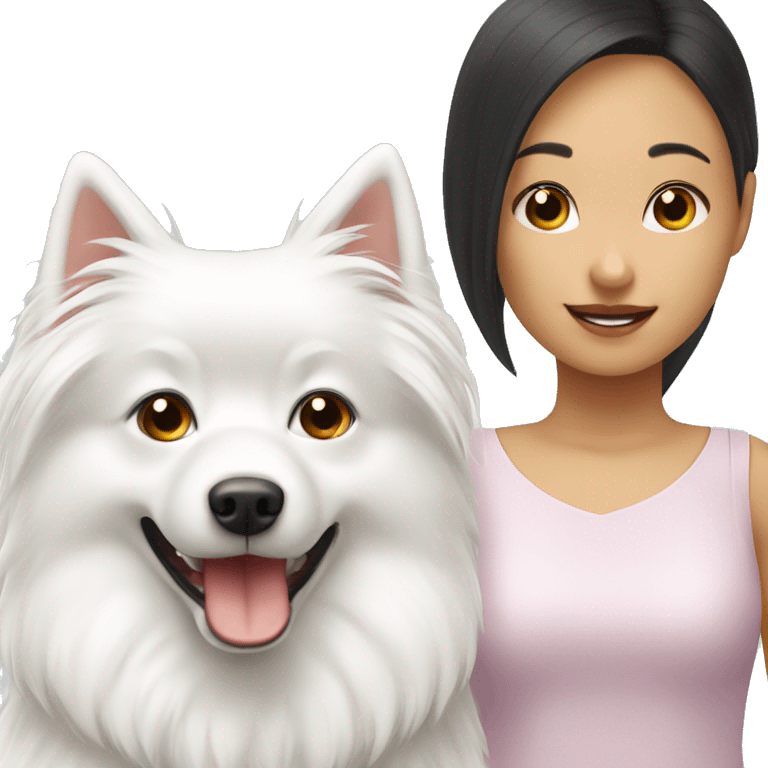 white spitz with asian girl emoji