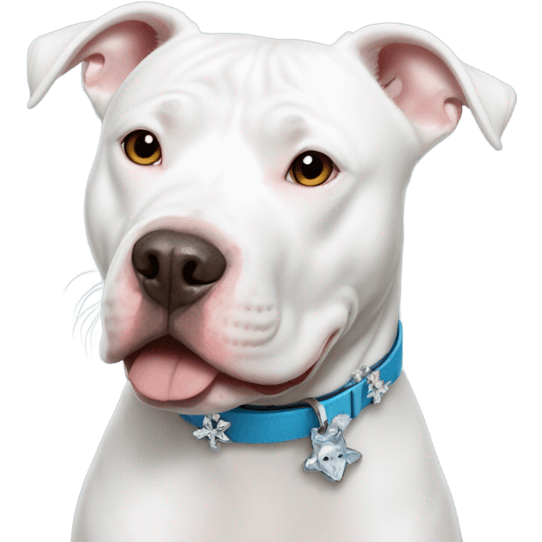 White pitbull with collar that says Ice emoji