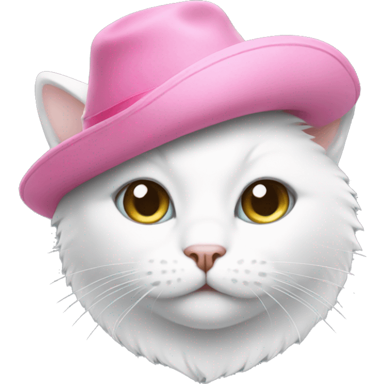 White cat with pink hat emoji