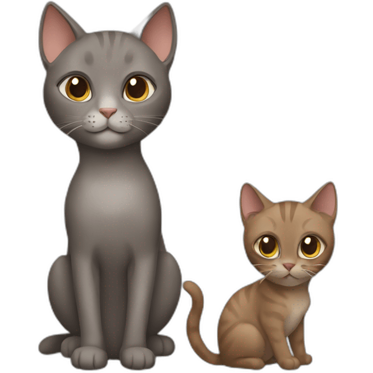 brown cat and gray cat emoji