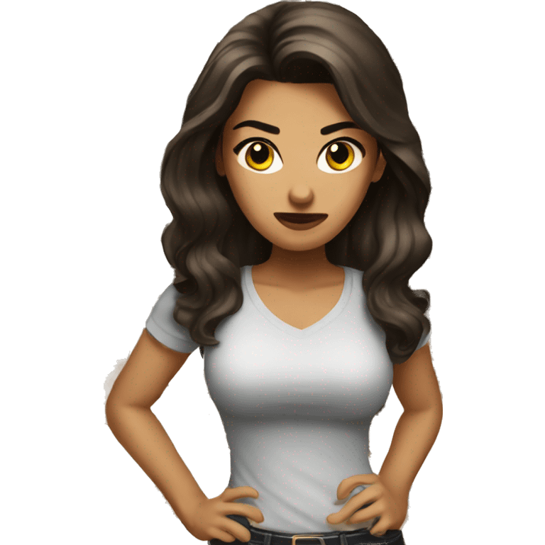 Beautiful woman brunette angry emoji