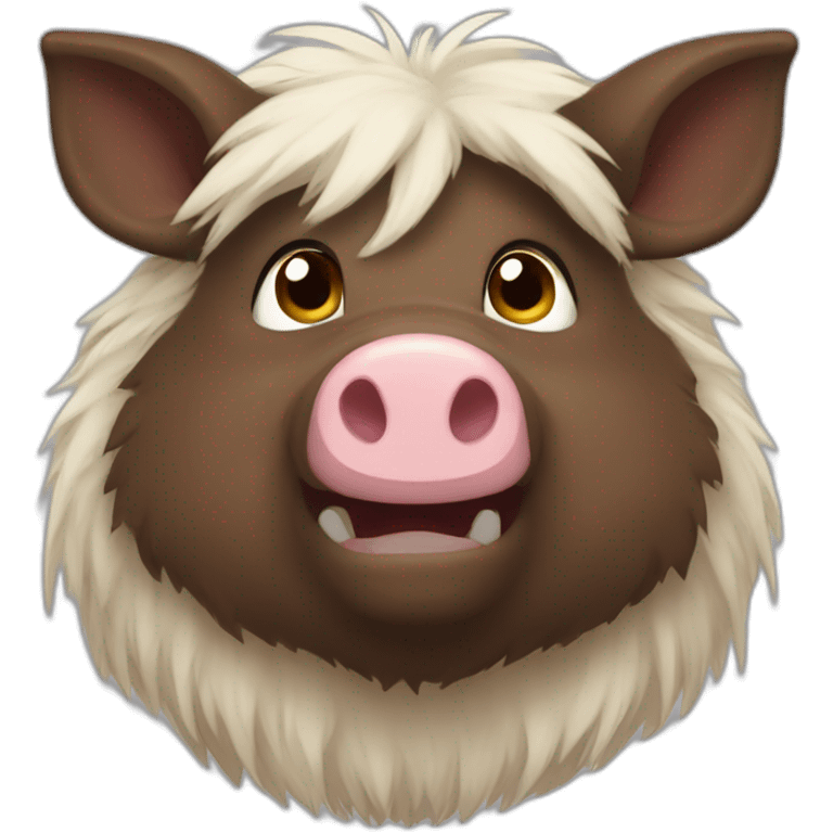 furries brown boar with white tusks emoji