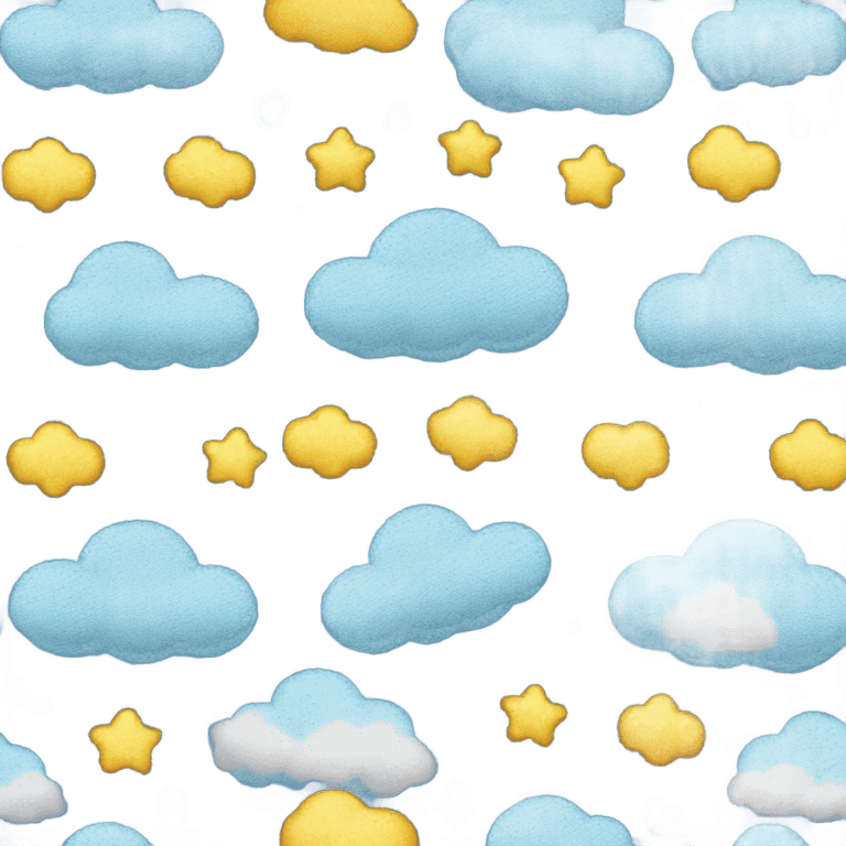 Knit blue sweater with clouds glittery design emoji