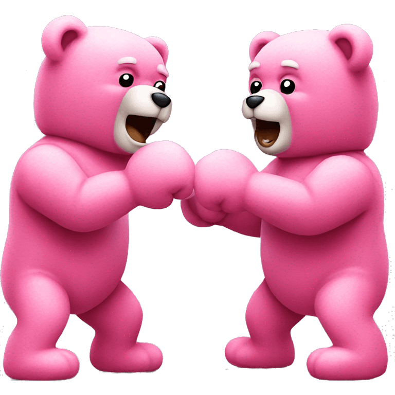 two pink teddy bears punching emoji