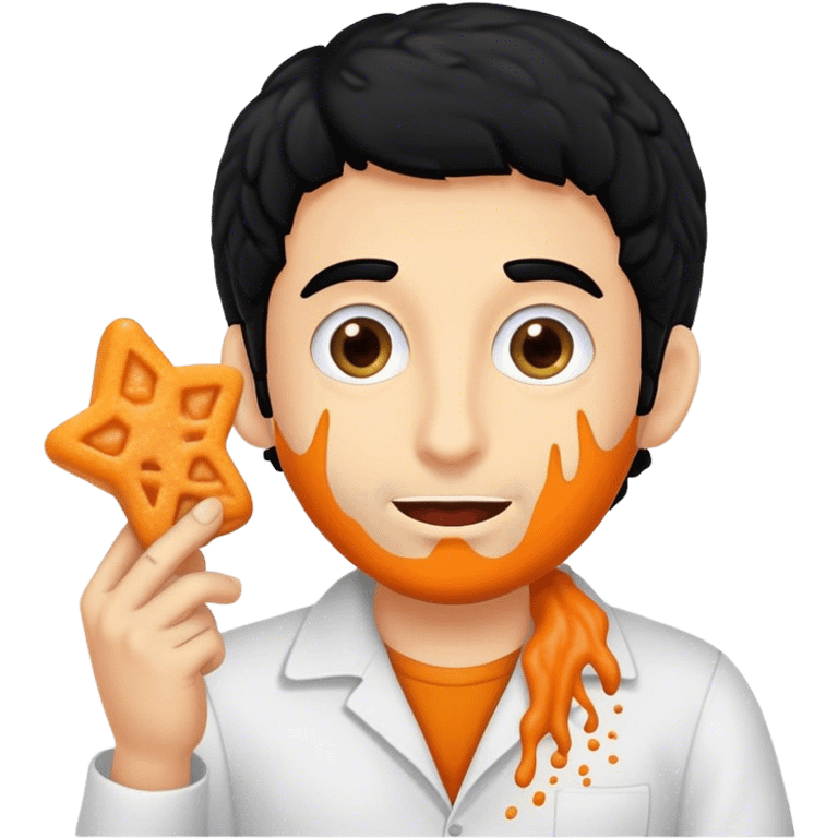 Jewish guy with a Yamaca black hair with Cheeto dust  emoji