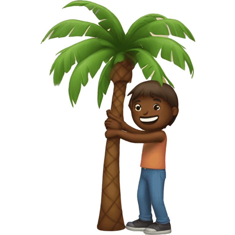 Person hugging a palm tree emoji