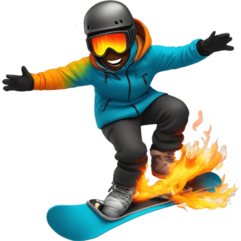 Snowboarder on fire emoji