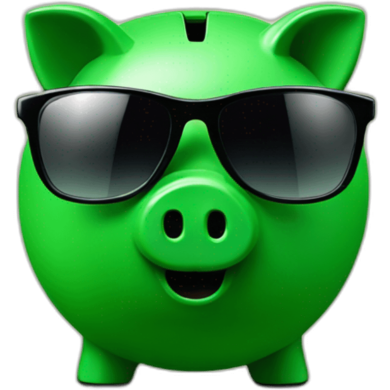 green piggybank with sunglasses emoji