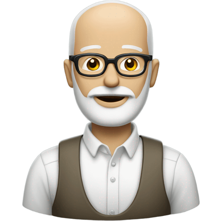 Bald white man with a salt and pepper beard and crooked glasses emoji