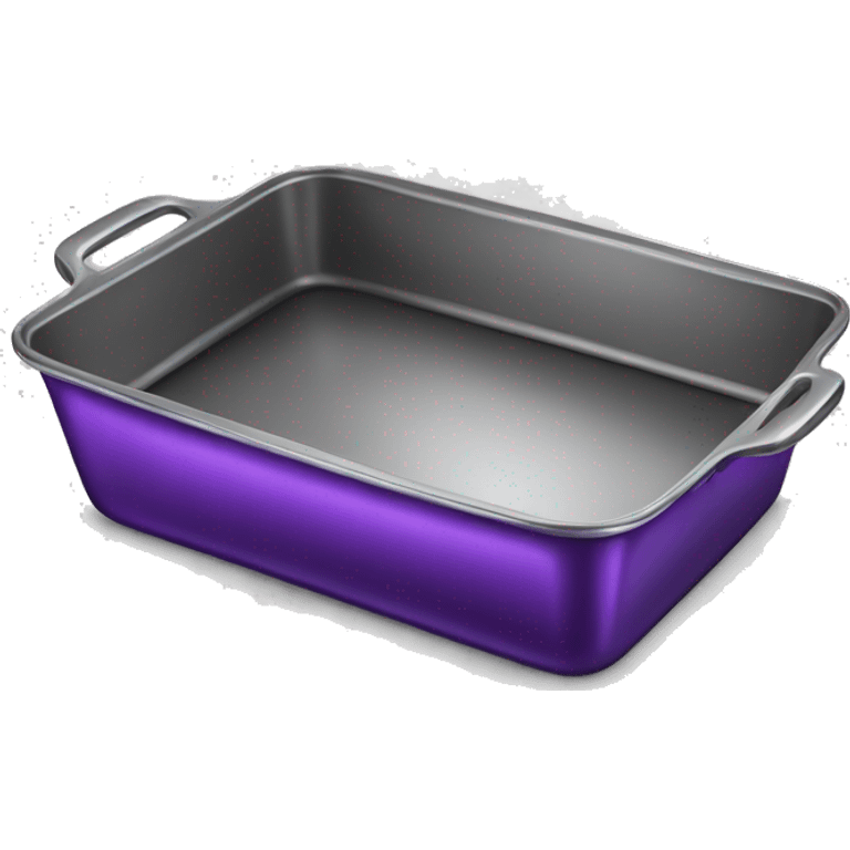 Realistic empty metallic purple baking pan with handles. emoji