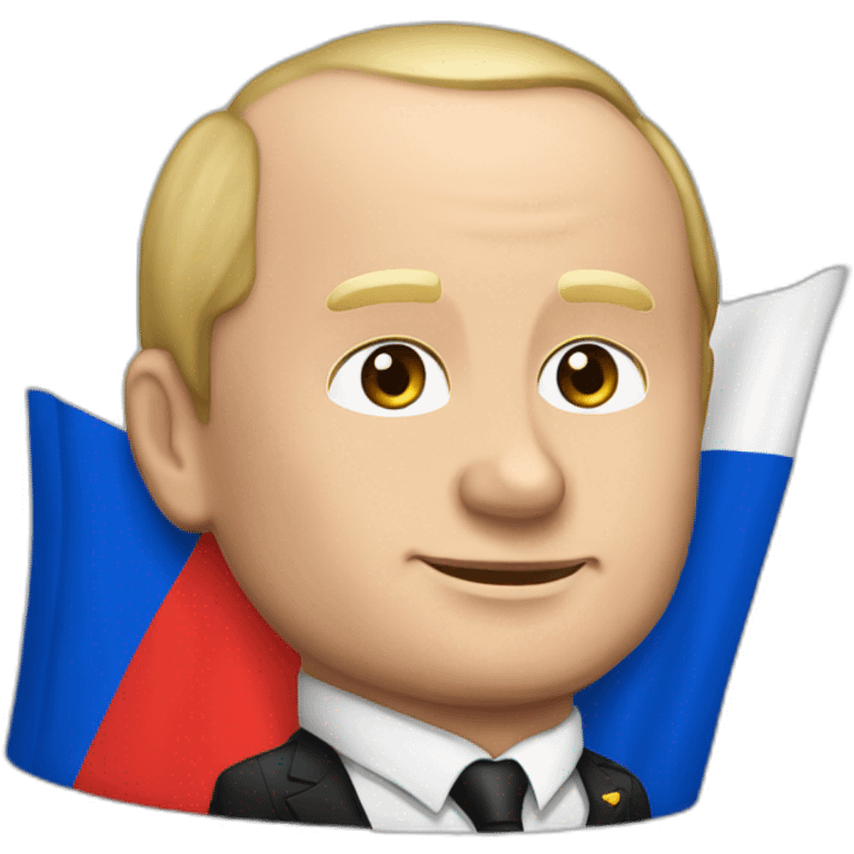 Vladimir Poutine et drapeau russe emoji