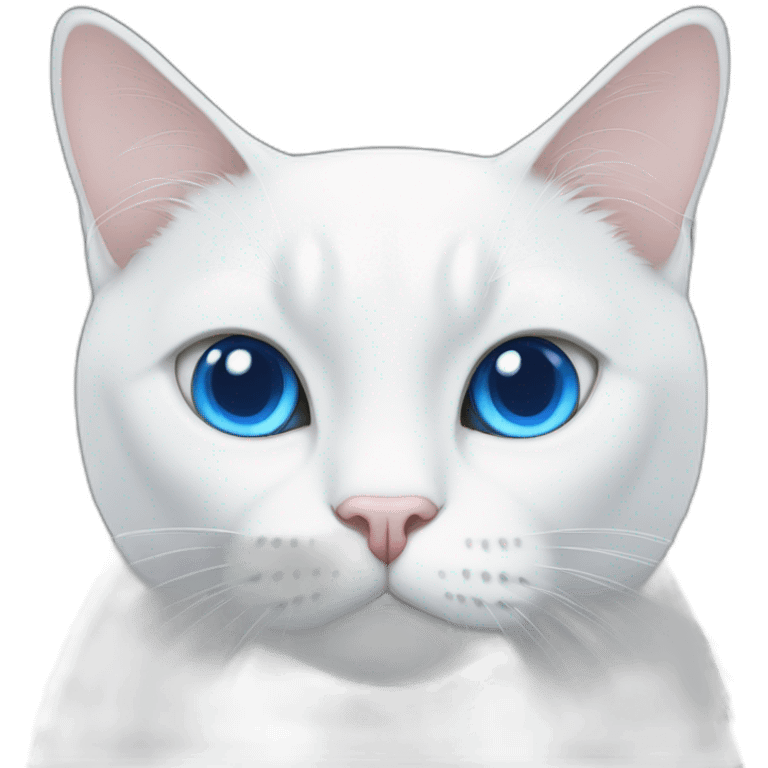 Fat white cat with blue eyes emoji