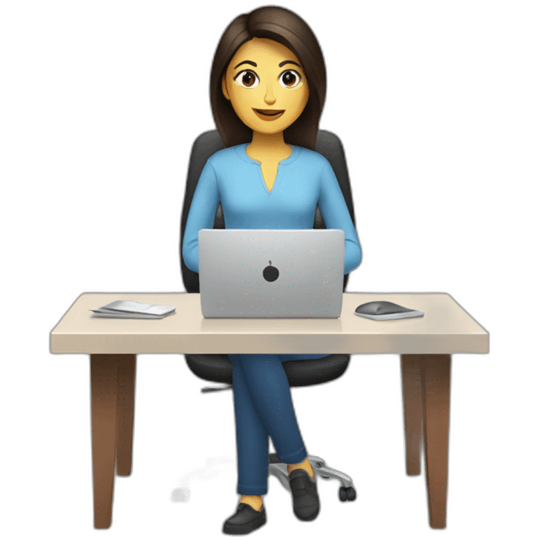 brunette woman using computer emoji