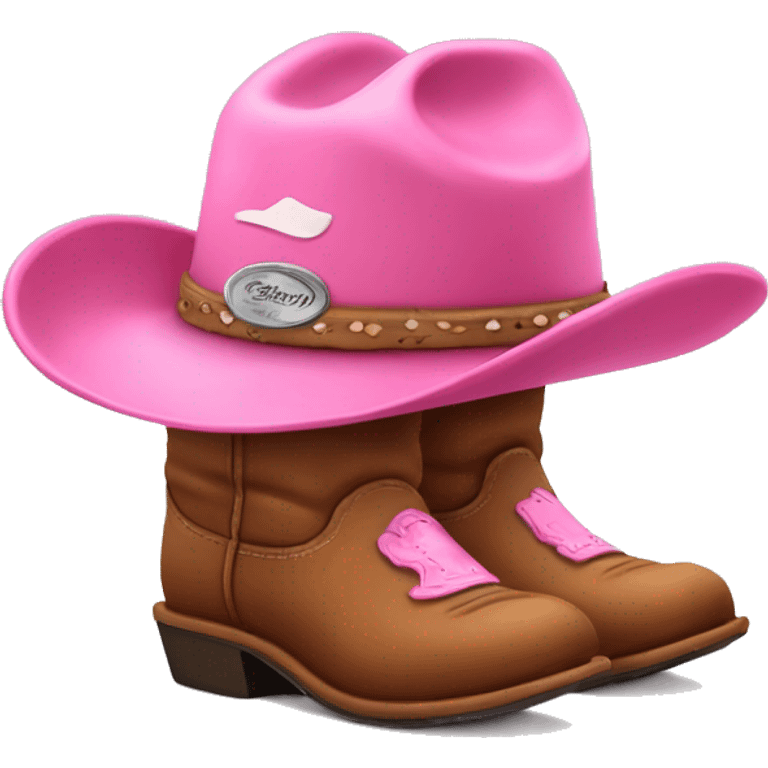 Cute brown slippers with a pink cowboy hat and a cut Stanley cup emoji