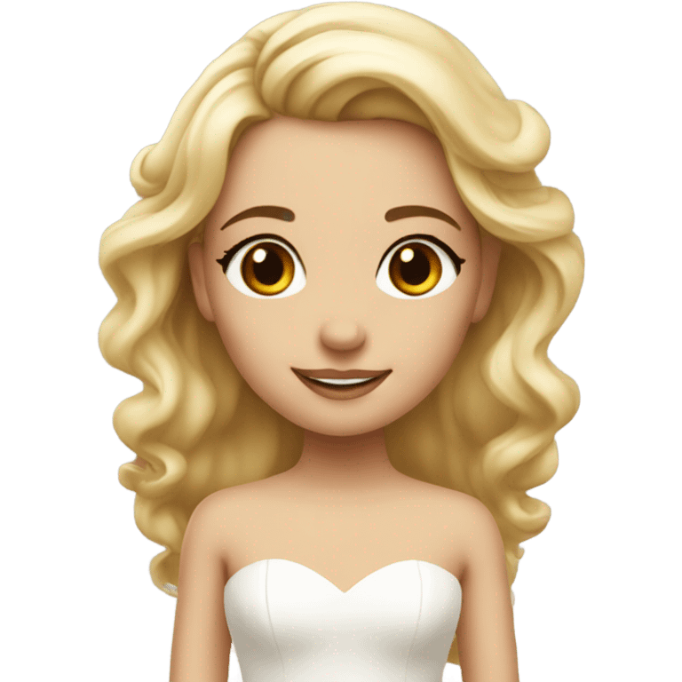 Beautiful finished blonde girl with from height cutest wedding dress emoji