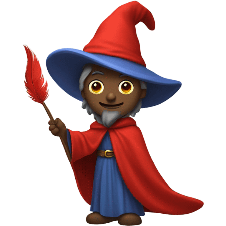 wizard holding a red feather emoji