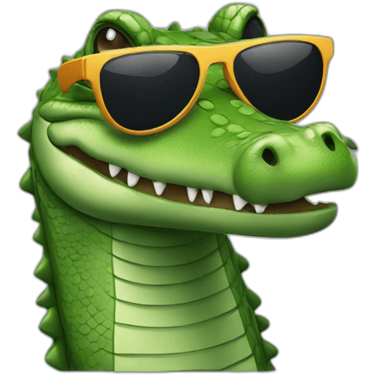 crocodile in round sunglasses emoji