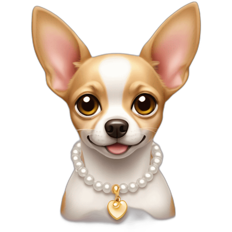 Chihuahuas con un collar de perlas llorando emoji