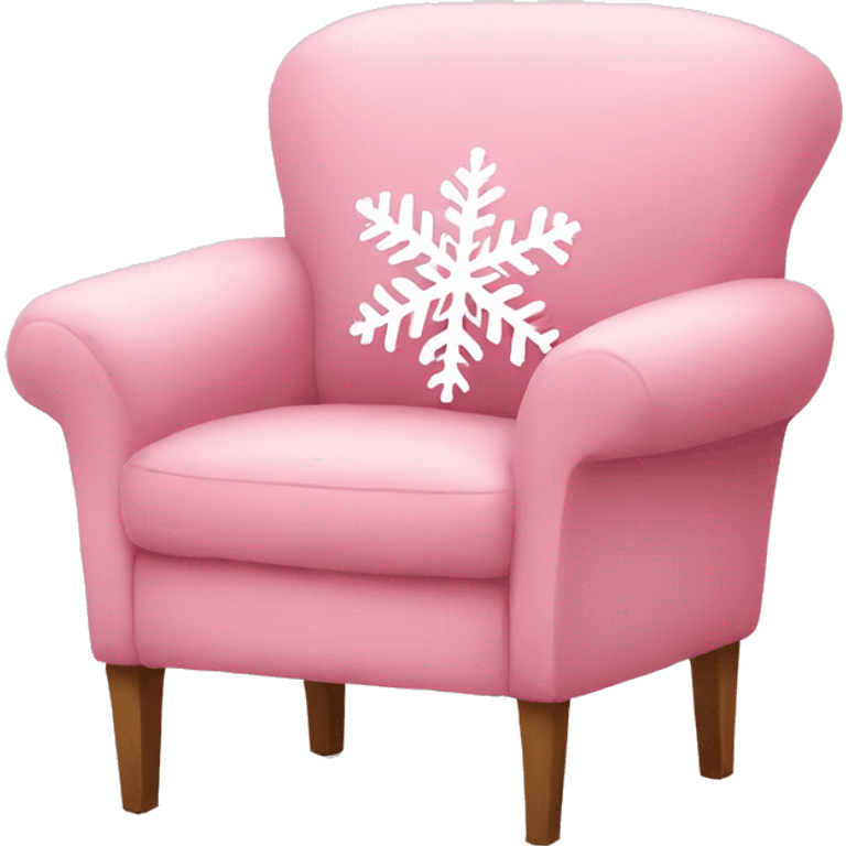 A soft cozy pink armchair with a snowflake pillow emoji