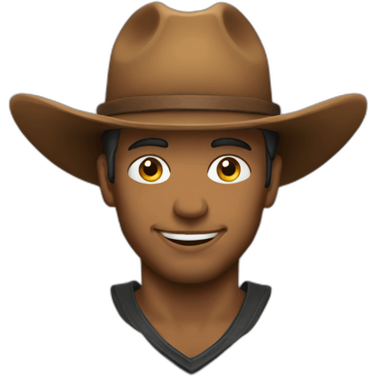 close up of a cowboy wearing two hats emoji