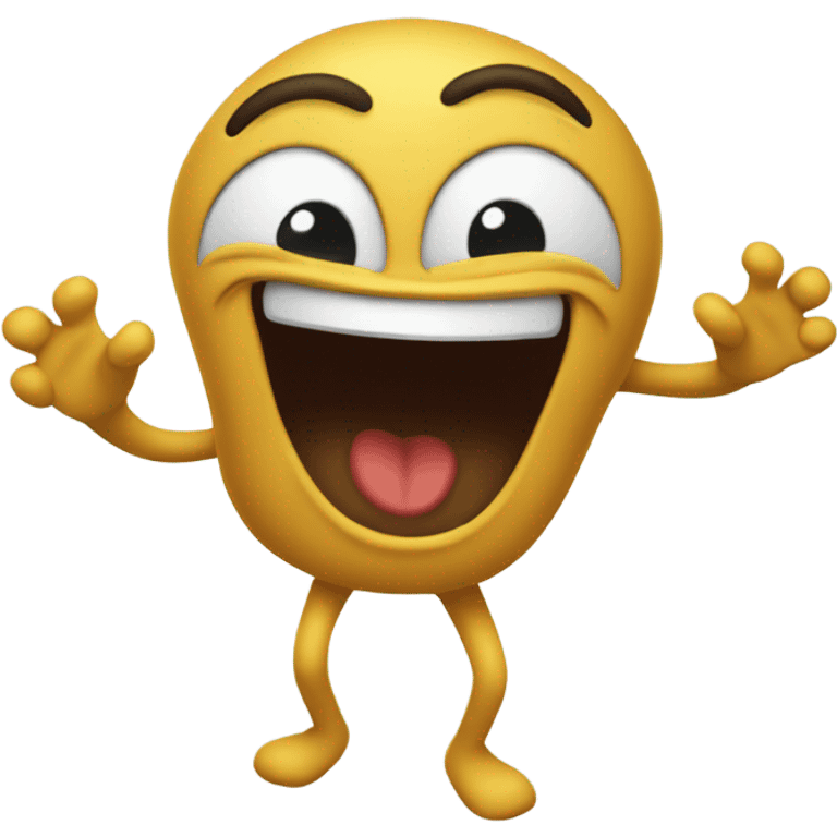 A happy face with legs up emoji