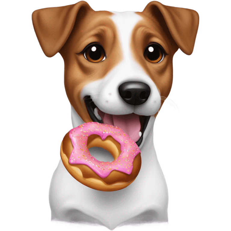 Jack Russell with a donut in her mouth emoji