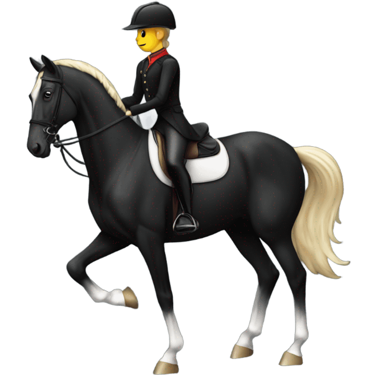 Equestrian on black horse emoji