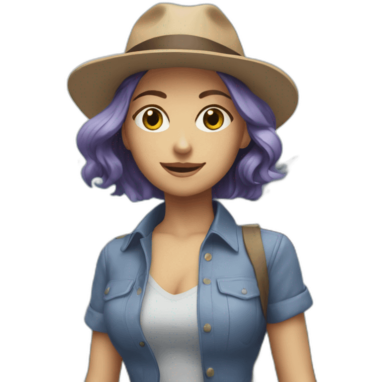 Eva Adam near sea emoji