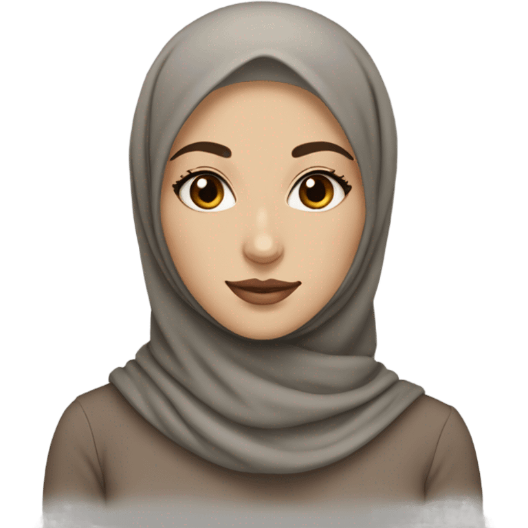 A hijabi with a white skin tone and brown eyes with long eyelashes  emoji