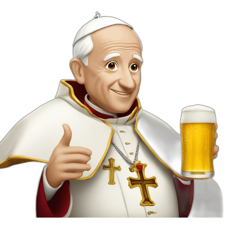 Pope drinking beer emoji