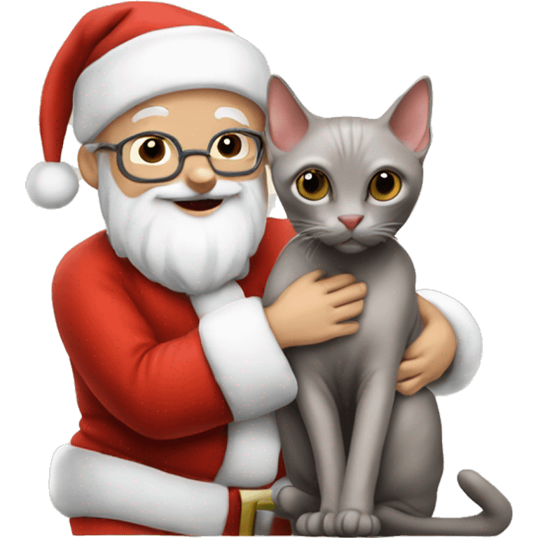 Hairless cat sitting on Santa’s lap emoji