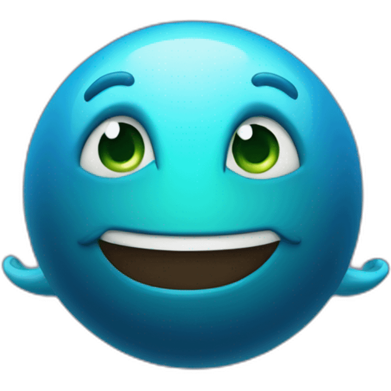 planet Neptune with a cartoon smirking face emoji