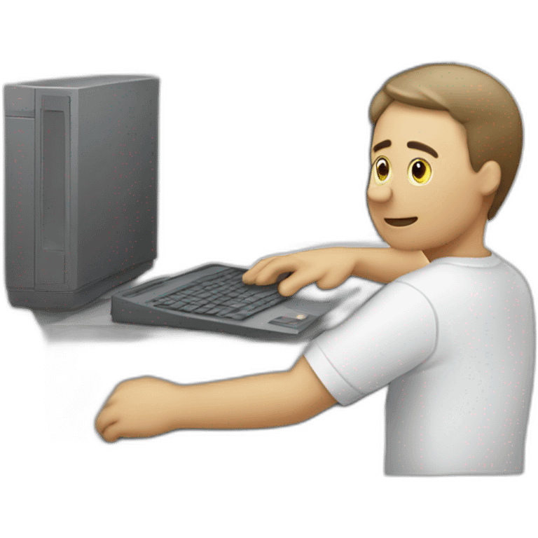 person with computer doing stop with hand emoji