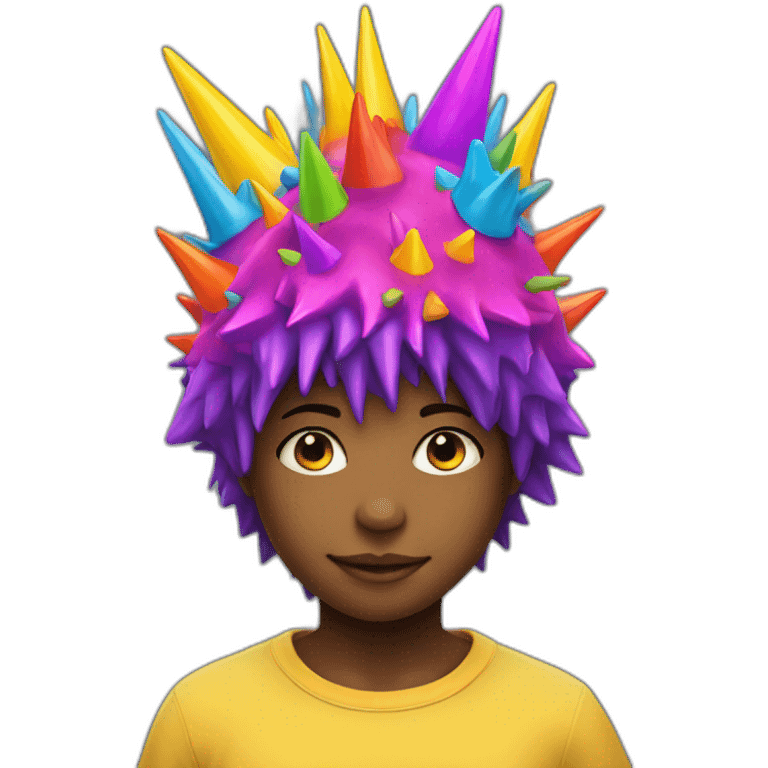 Child with colorfull spikes hat emoji