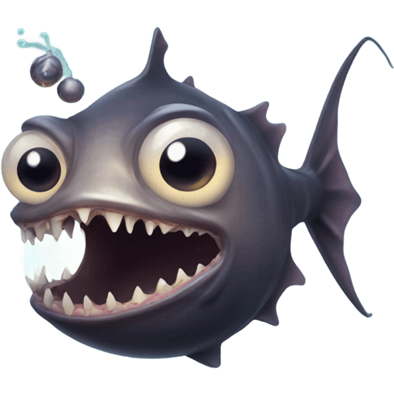 Anglerfish with glowing lure, sharp teeth, and big eyes. emoji