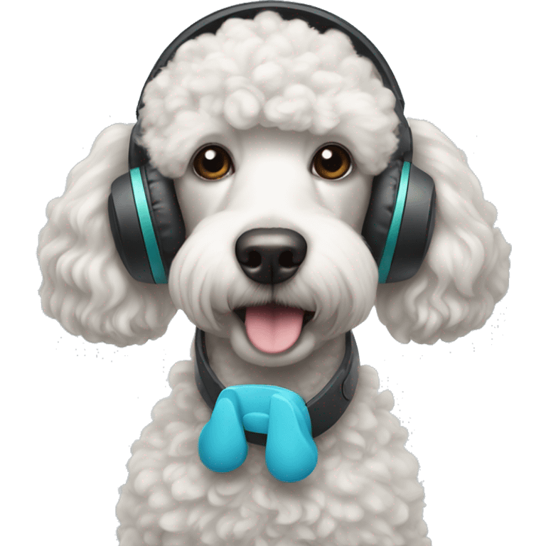 Poodle, wearing headphone emoji