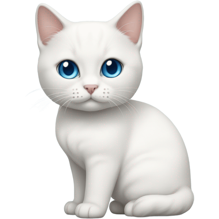 White munchkin cat standing blue eyes emoji