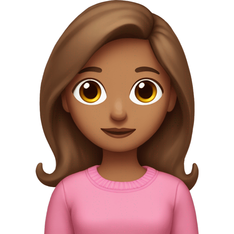 a brown hair girl wearing pink sweater holding brown long hair dachshund  emoji