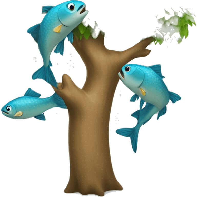 Fishes climbing a tree emoji