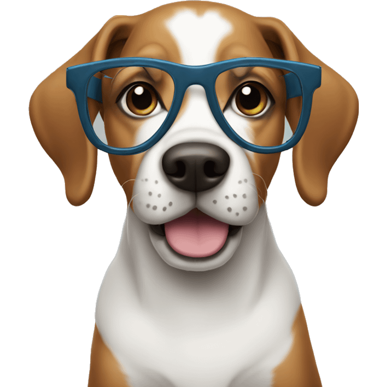 dog wearing nerd glasses emoji